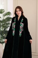 جلابية مخمل بتطريز كمبيوتر في الامام والخلف