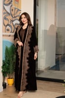 جلابية مخمل قطعتين بكلفة مطرزة