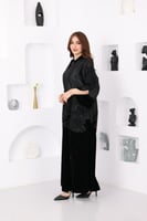 جلابية مخمل ممزوجة بخامة تفتة واقفة وكلفة مطرزة في...