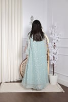 جلابية لينن واقف مطرزة بالكامل مع إضافة كرستال وتط...