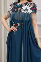 جلابية جورجيت قطعتين بتطريز ترتر ودهب