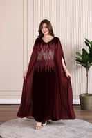 جلابية مخمل مطرزة بالترتر بإضافة خامة الجورجيت