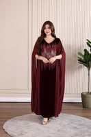 جلابية مخمل مطرزة بالترتر بإضافة خامة الجورجيت