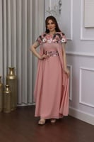 جلابية جورجيت قطعتين بتطريز ترتر ودهب