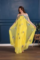 فستان تل بأكمام واسعه من الترتر