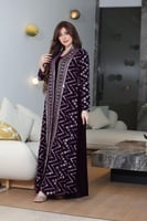 جلابية مخمل قطعتين بتطريز كمبيوتر