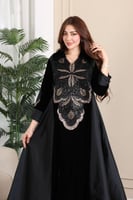 جلابية مخمل ممزوجة بخامة الشانتون في الجوانب وكلفة...