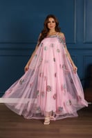 فستان تل بأكمام واسعه من الترتر