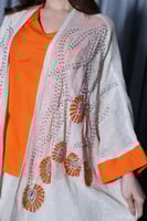 طقم لينن خيش من 3 قطع وتطريز شك في الصدر