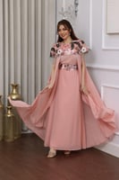 جلابية جورجيت قطعتين بتطريز ترتر ودهب