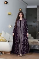 جلابية مخمل قطعتين بتطريز كمبيوتر