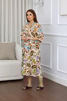 جلابية روز قطن خفيف صيفية قصيرة ( رقبة سبعة )