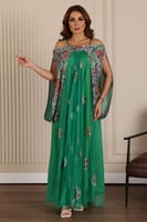 فستان تل بأكمام واسعه من الترتر