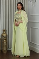 فستان جورجيت ملكي قطعتين بتطريز ترتر في الصدر