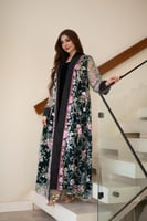 جلابية مخمل قطعتين بإضافة تل مطرز وموديل فتحة في ا...