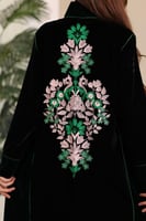 جلابية مخمل بتطريز كمبيوتر في الامام والخلف