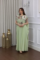 جلابية جورجيت قطعتين بتطريز ترتر ودهب