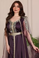 قفطان مغربي قطعتين من الساتان والتل المطرز بالكرست...