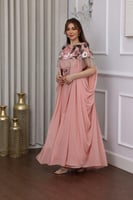 جلابية جورجيت قطعتين بتطريز ترتر ودهب