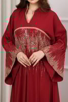 جلابية كريب بإضافة التل المطرز بالترتر