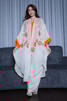 طقم لينن خيش من 3 قطع وتطريز شك في الصدر