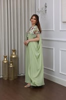 جلابية جورجيت قطعتين بتطريز ترتر ودهب