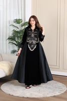 جلابية مخمل ممزوجة بخامة الشانتون في الجوانب وكلفة...