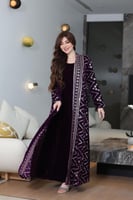 جلابية مخمل قطعتين بتطريز كمبيوتر