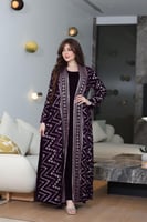 جلابية مخمل قطعتين بتطريز كمبيوتر