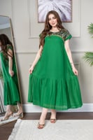 جلابية لينن ( نسائية ) بتطريز رائع في الصدر