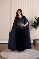 جلابية مخمل مطرزة بالترتر بإضافة خامة الجورجيت