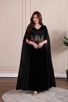 جلابية مخمل مطرزة بالترتر بإضافة خامة الجورجيت