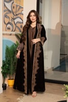 جلابية مخمل قطعتين بكلفة مطرزة