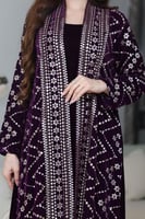 جلابية مخمل قطعتين بتطريز كمبيوتر