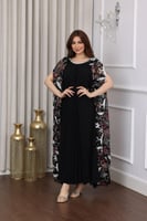 جلابية جورجيت كسرات وجوانب ترتر مطرز