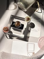 خاتم القهوة المخملية - فضي