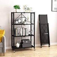 رف تخزين حديد قابل للطي أسود 4 ادوار AW15536-1