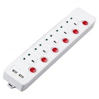 توصيلة كهربائية 5 مقابس 2 USB طول السلك 5 متر 2860...