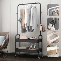 عربة تنظيم معدتية طبقتين بعجلات مع رف ملابس 410*39...