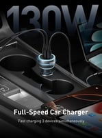 شاحن سيارة بثلاث منافذ بقوة 130 واط اكتيف Active