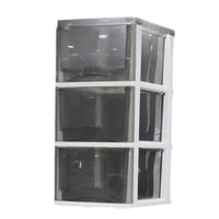 دروج تخزين بلاستيك 3 دروج اسود شفاف ROV-483