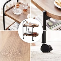 عربة تقديم بعجلات خشب بني طبقتين AW16317-1