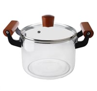 قدر زجاجي بمقبض خشبي 20*16 سم CC GL-311