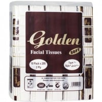 مناديل 10 قطع 200 منديل مزدوج جولدن golden