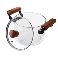 قدر زجاجي بمقبض خشبي 20*11 سم CC GL-309