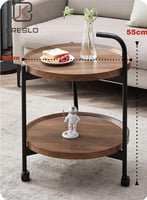 عربة تقديم بعجلات خشب بني طبقتين AW16322-1