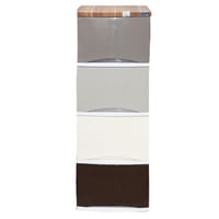 دروج تخزين بلاستيك 4 دروج خشب بني ROV-454