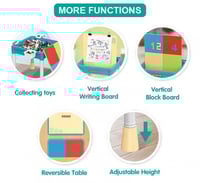 طاولة وكرسي 2 في 1 لعبة مكعبات وطاولة دراسية