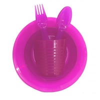 طقم صحن و كاس وملاعق بلاستيك 31314