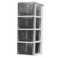 دروج تخزين بلاستيك 4 دروج اسود شفاف ROV-484